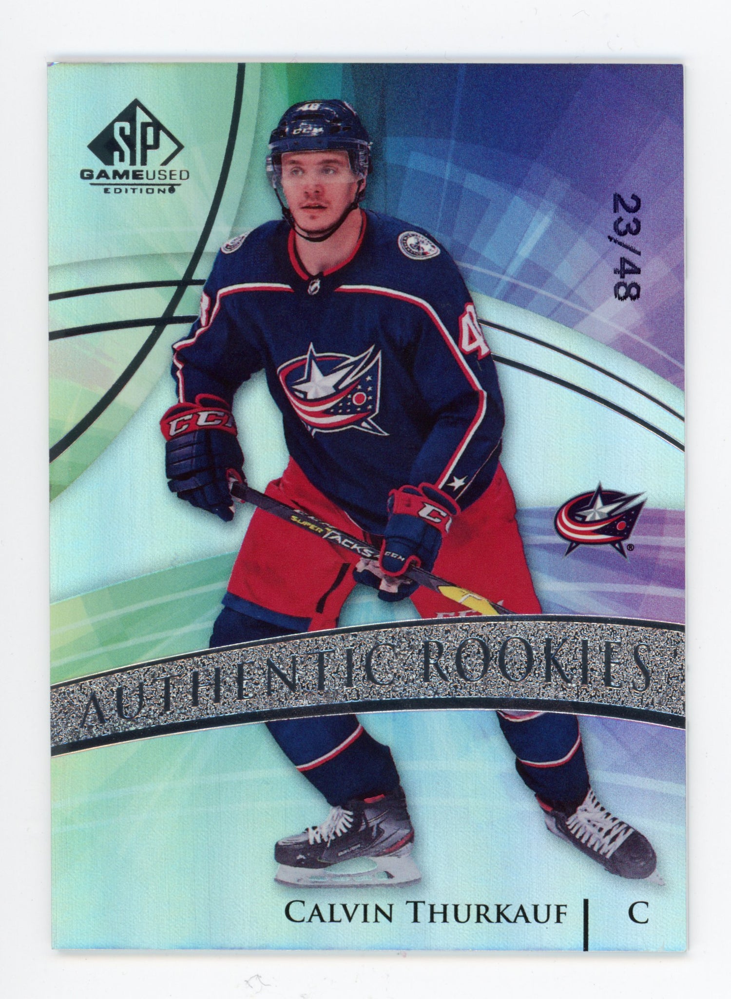 2020-2021 Calvin Thurkauf Authentic Rookies #d /48 SP Game Used Columbus Blue Jackets # 168