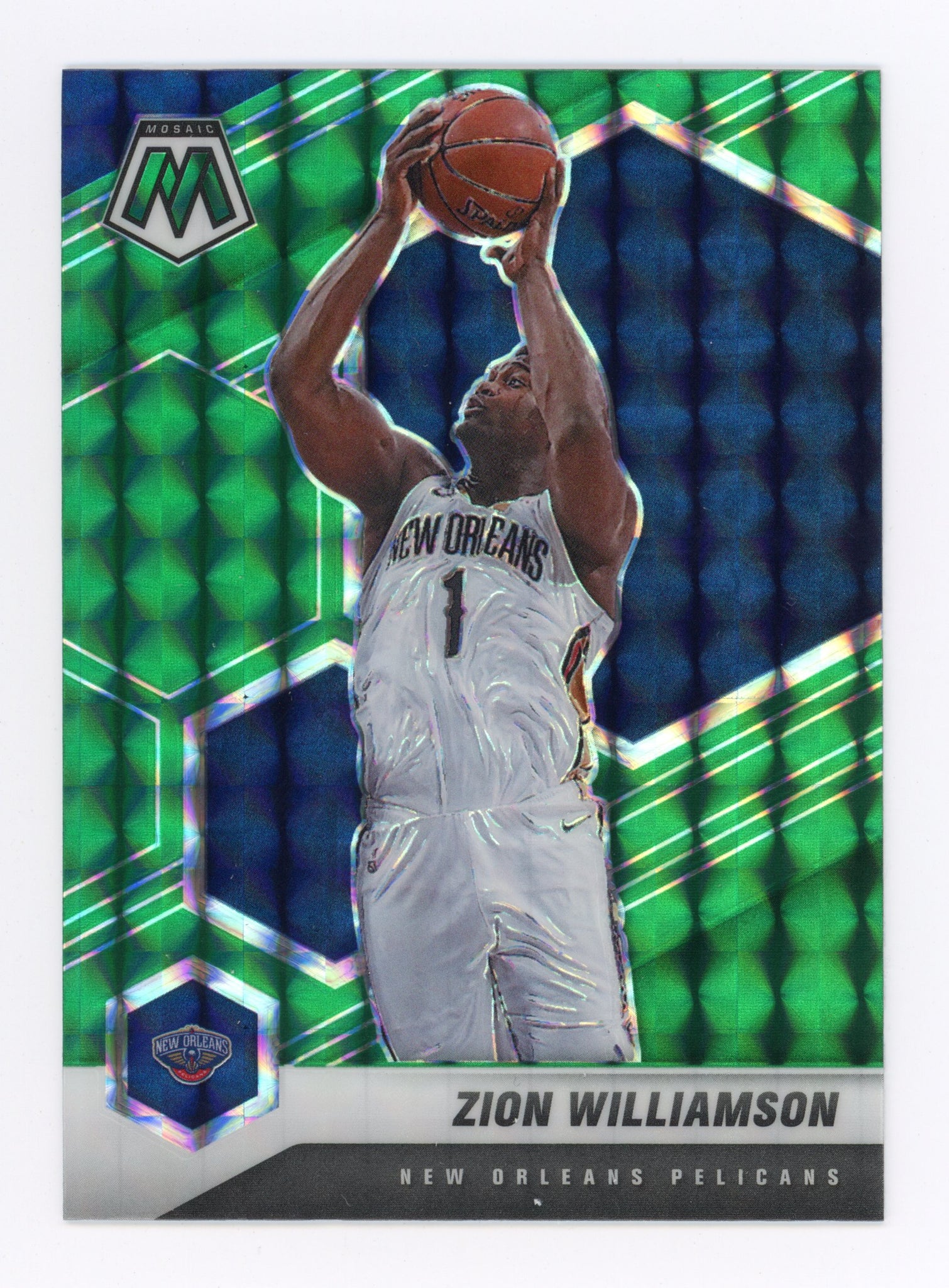 2020-2021 Zion Williamson Green Prizm Mosaic Panini New Orleans Pelicans # 49