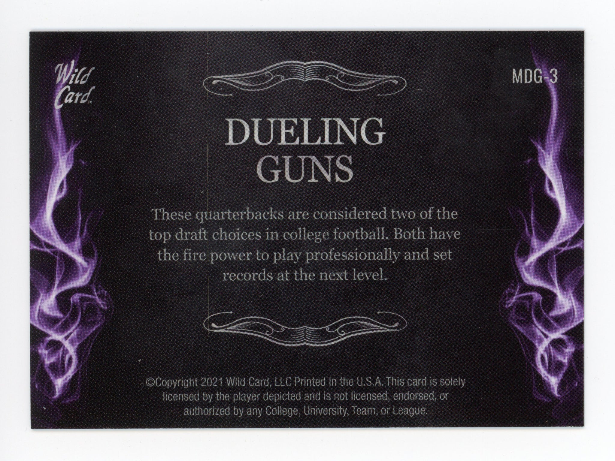 2020-2021 Trevor Lawrence And Zach Wilson Dueling Guns Purple Matte # MDG-3