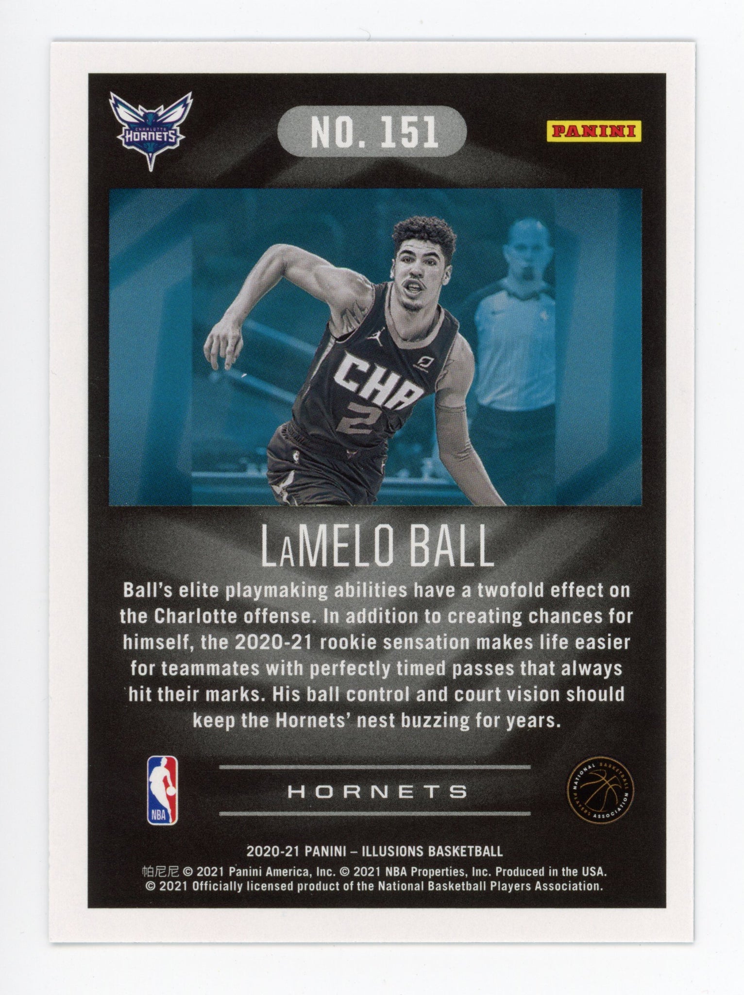2020-2021 Lamelo Ball Rookie Illusions Panini Charlotte Hornets # 151