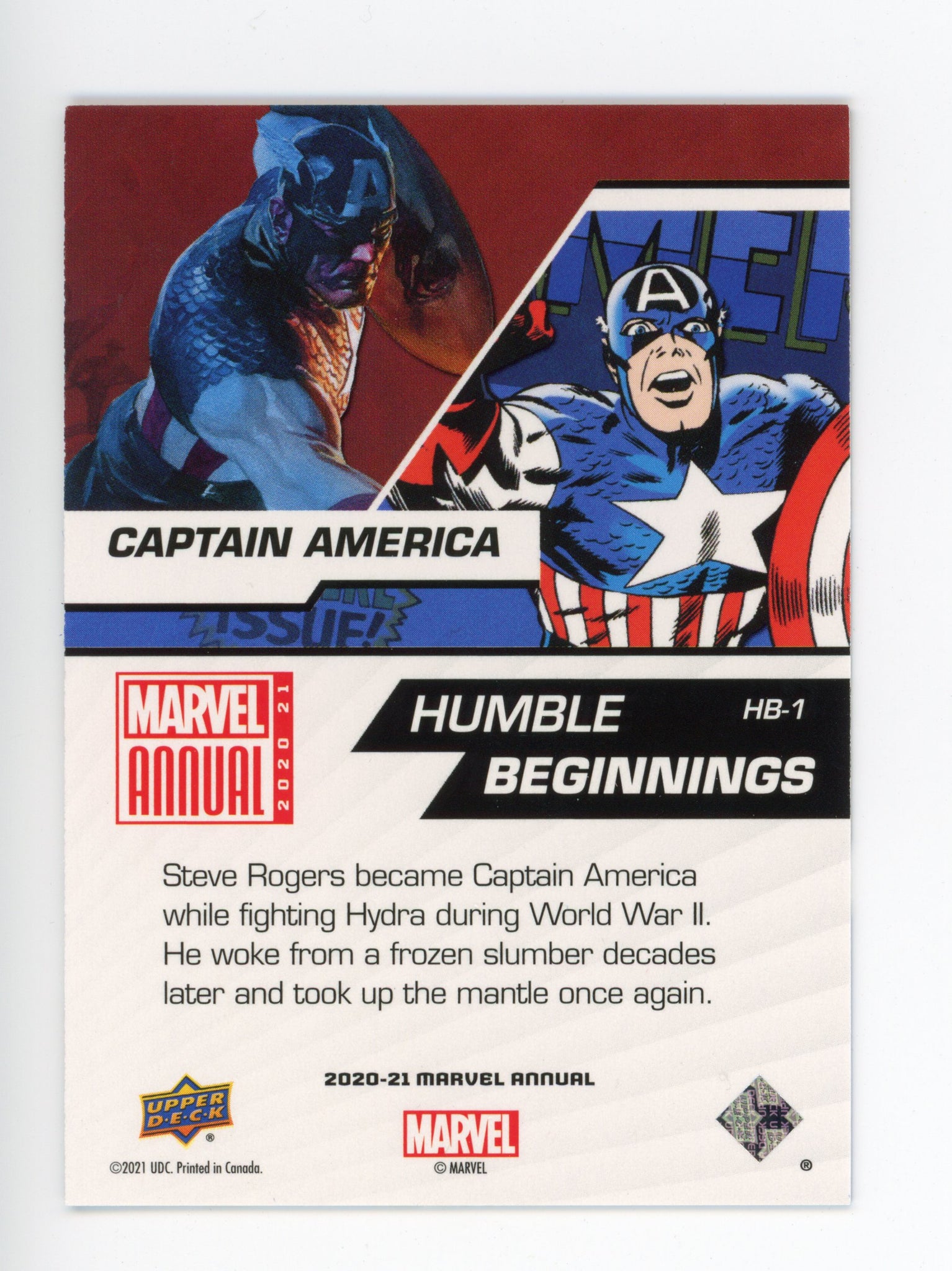 2020-2021 Captain America Humble Beginnings Upper Deck Annual # HB-1