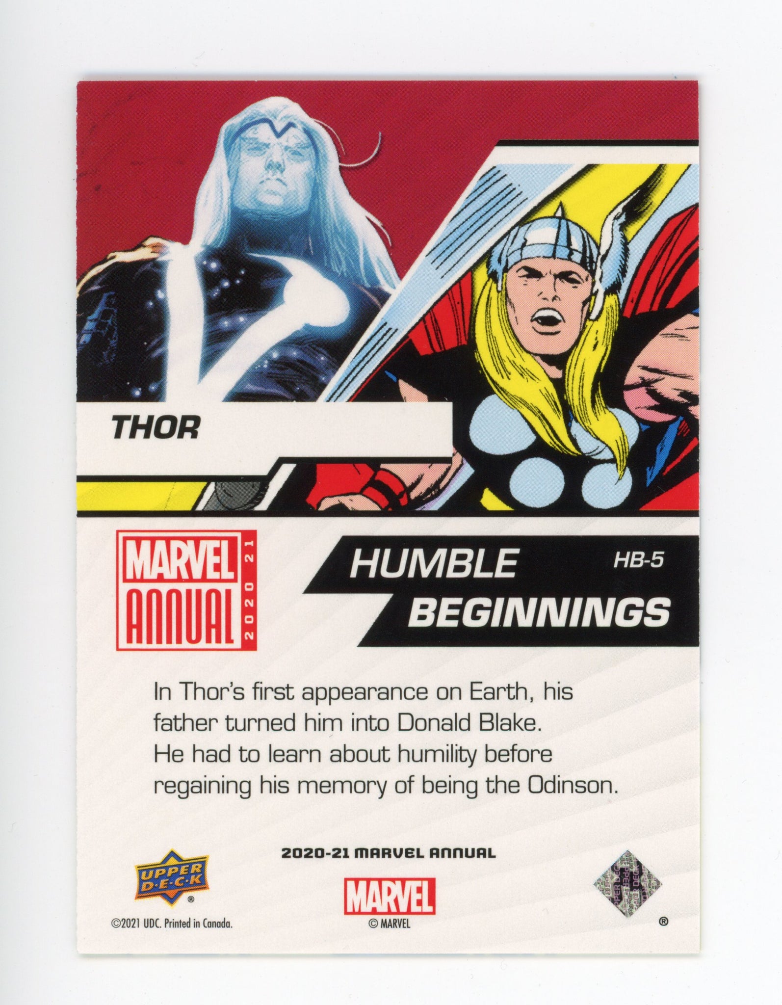 2020-2021 Thor Humble Beginnings Upper Deck Marvel Annual # HB-5