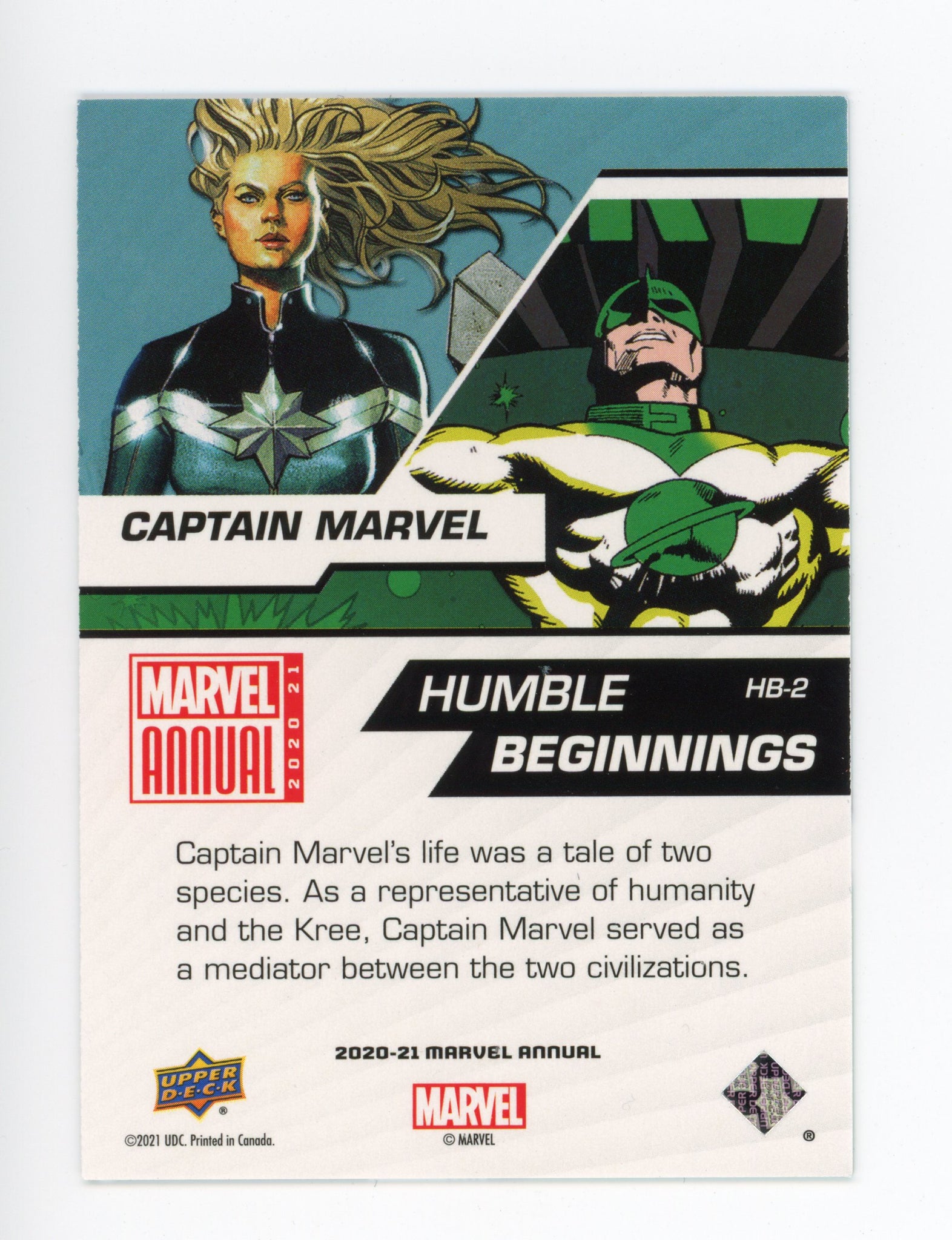 2020-2021 Captain Marvel Humble Beginnings Upper Deck Marvel Annual # HB-2