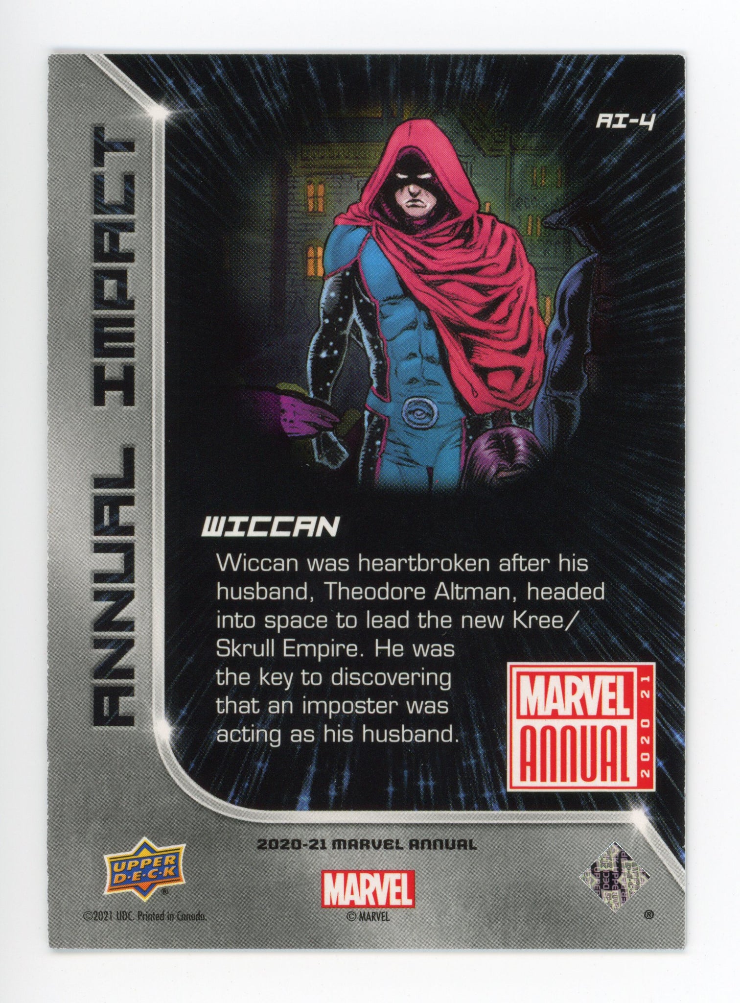 2020-2021 Wiccan Annual Impact Upper Deck Marvel Annual # AI-4