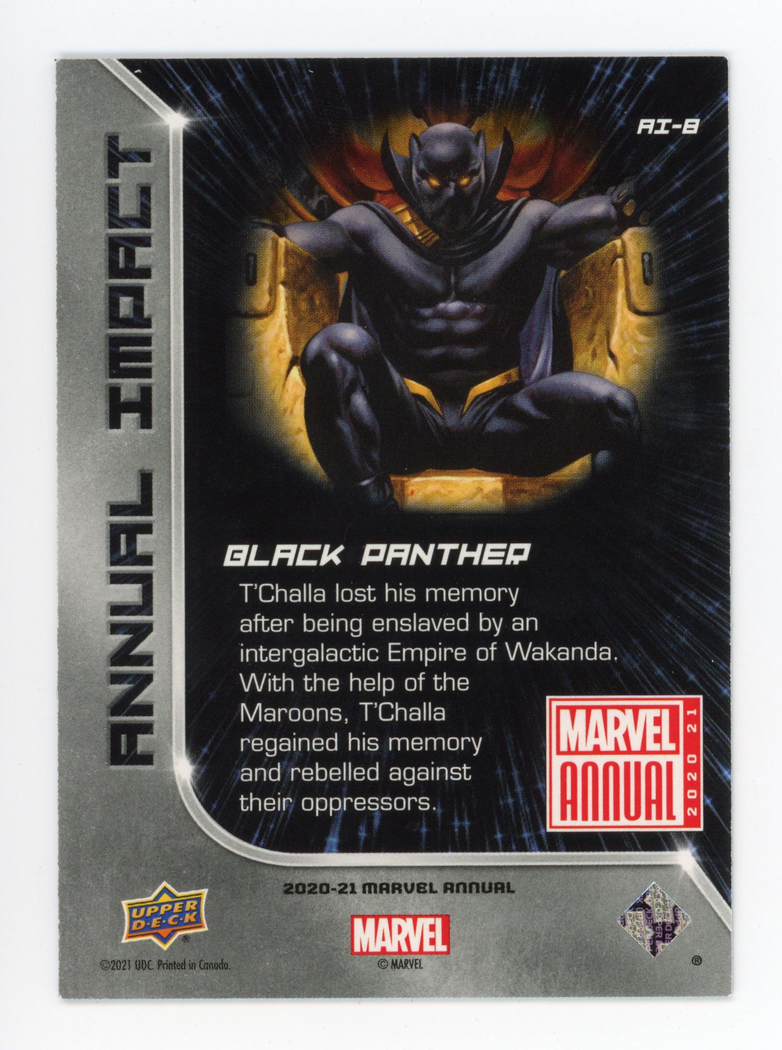 2020-2021 Black Panther Annual Impact Upper Deck Marvel Annual # AI-8