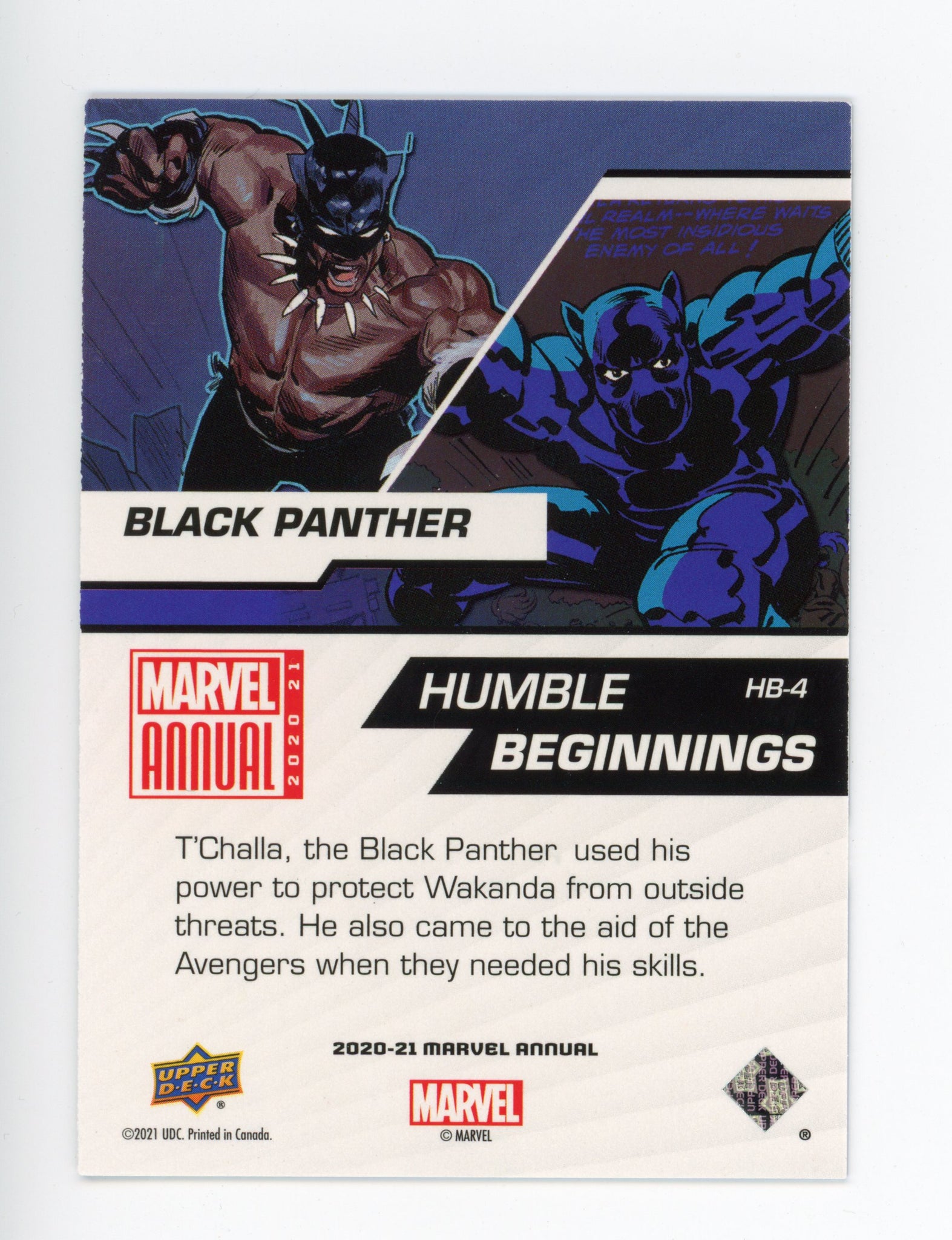 2020-2021 Black Panther Humble Beginnings Upper Deck Marvel Annual # HB-4