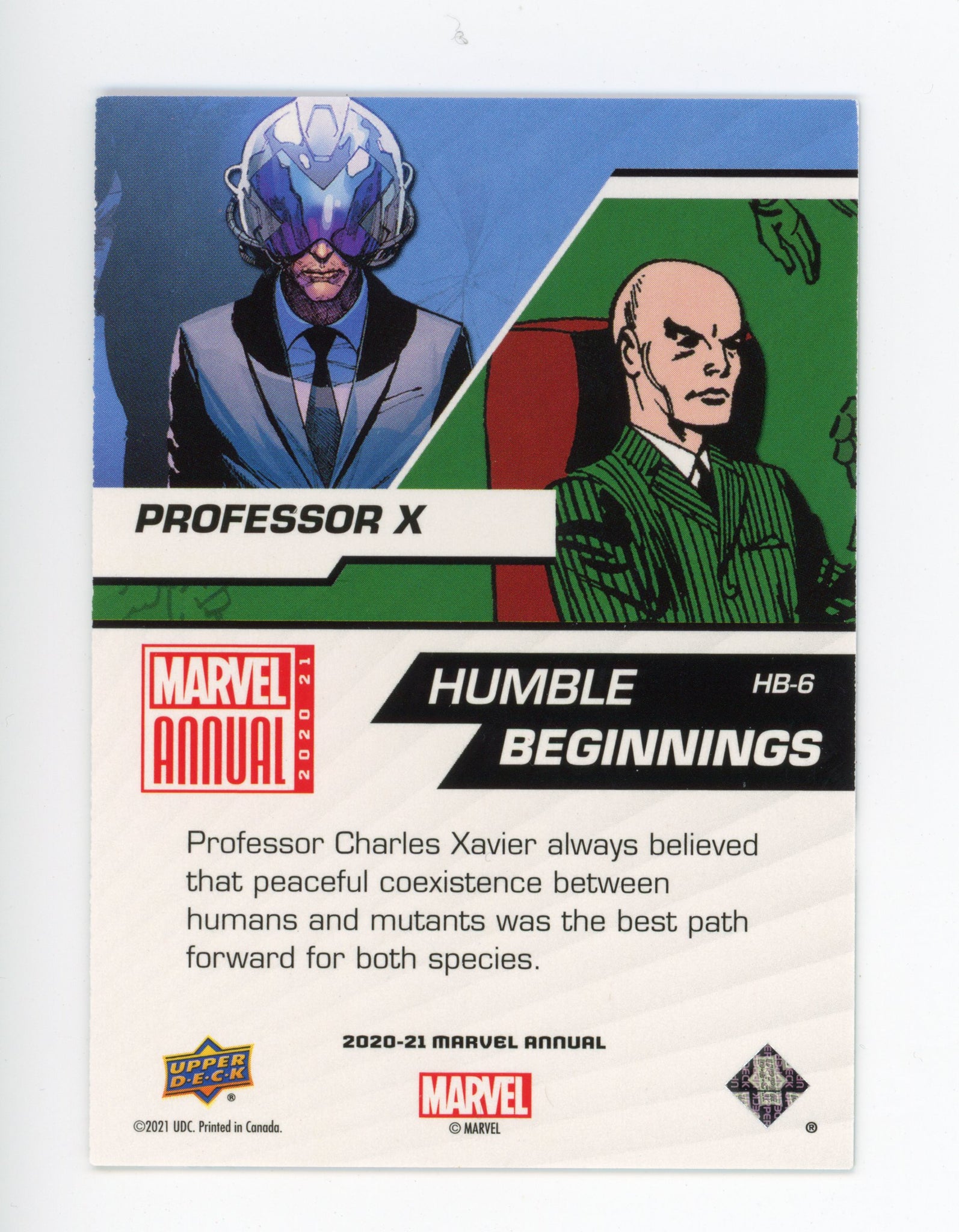 2020-2021 Professor X Humble Beginnings Upper Deck Marvel Annual # HB-6