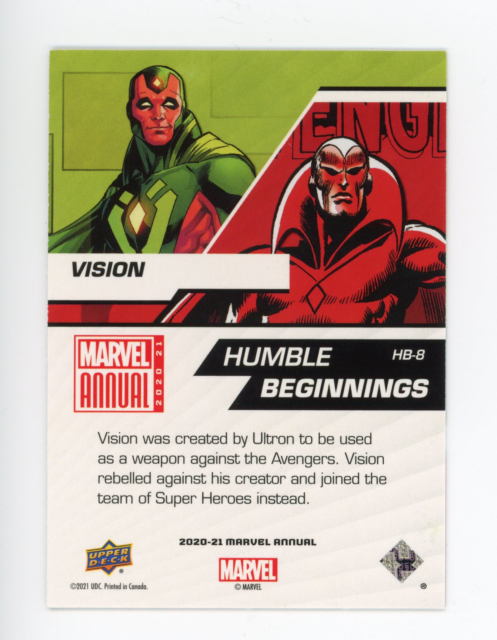 2020-2021 Vision Humble Beginnings Upper Deck Marvel Annual # HB-8