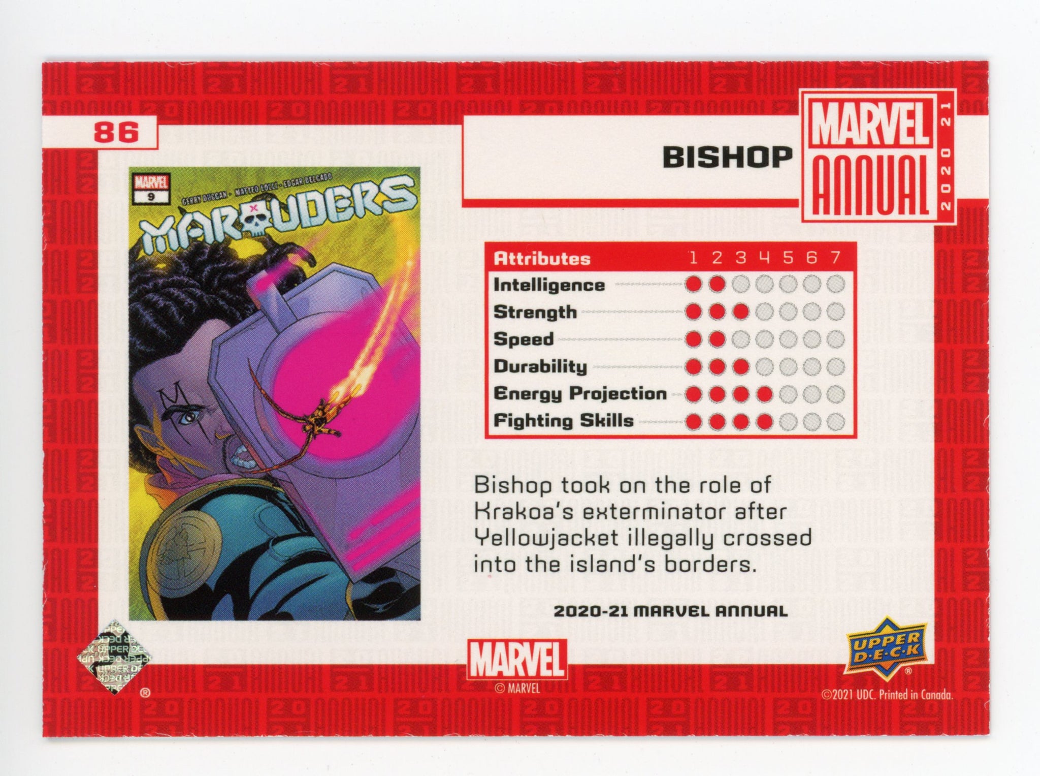2020-2021 Bishop Variant Tier 1 Upper Deck Marvel Annual # 86