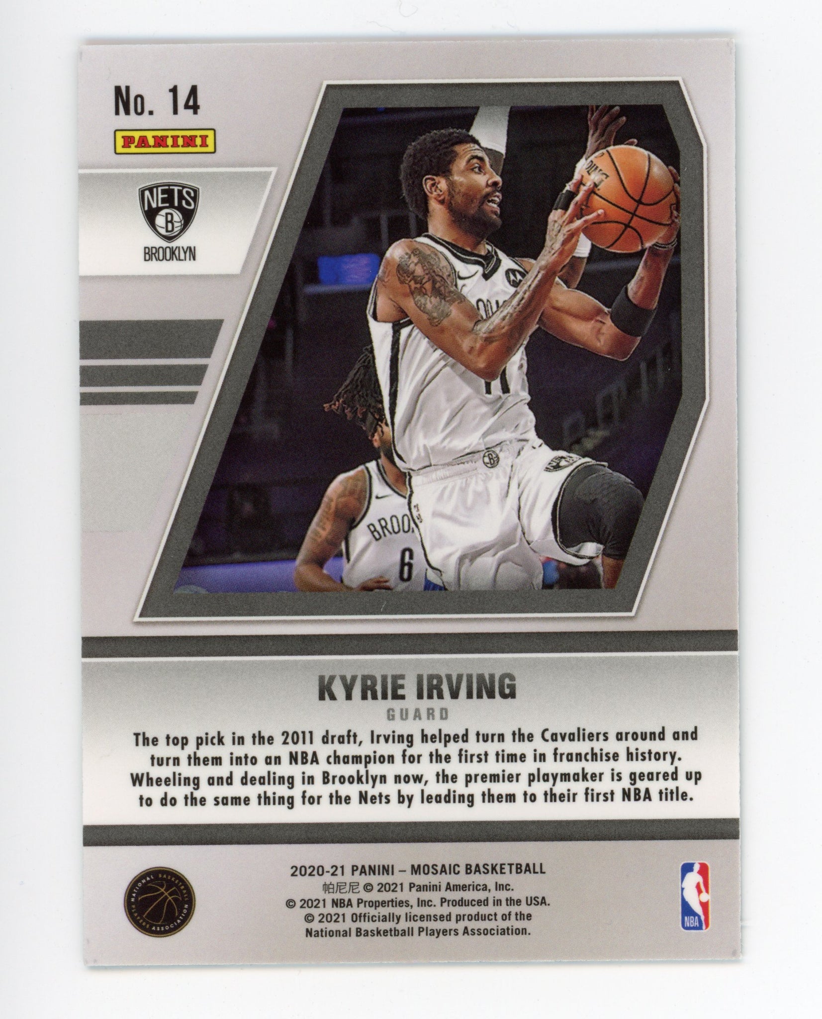 2020-2021 Kyrie Irving Will To Win Mosaic Panini Brooklyn Nets # 14