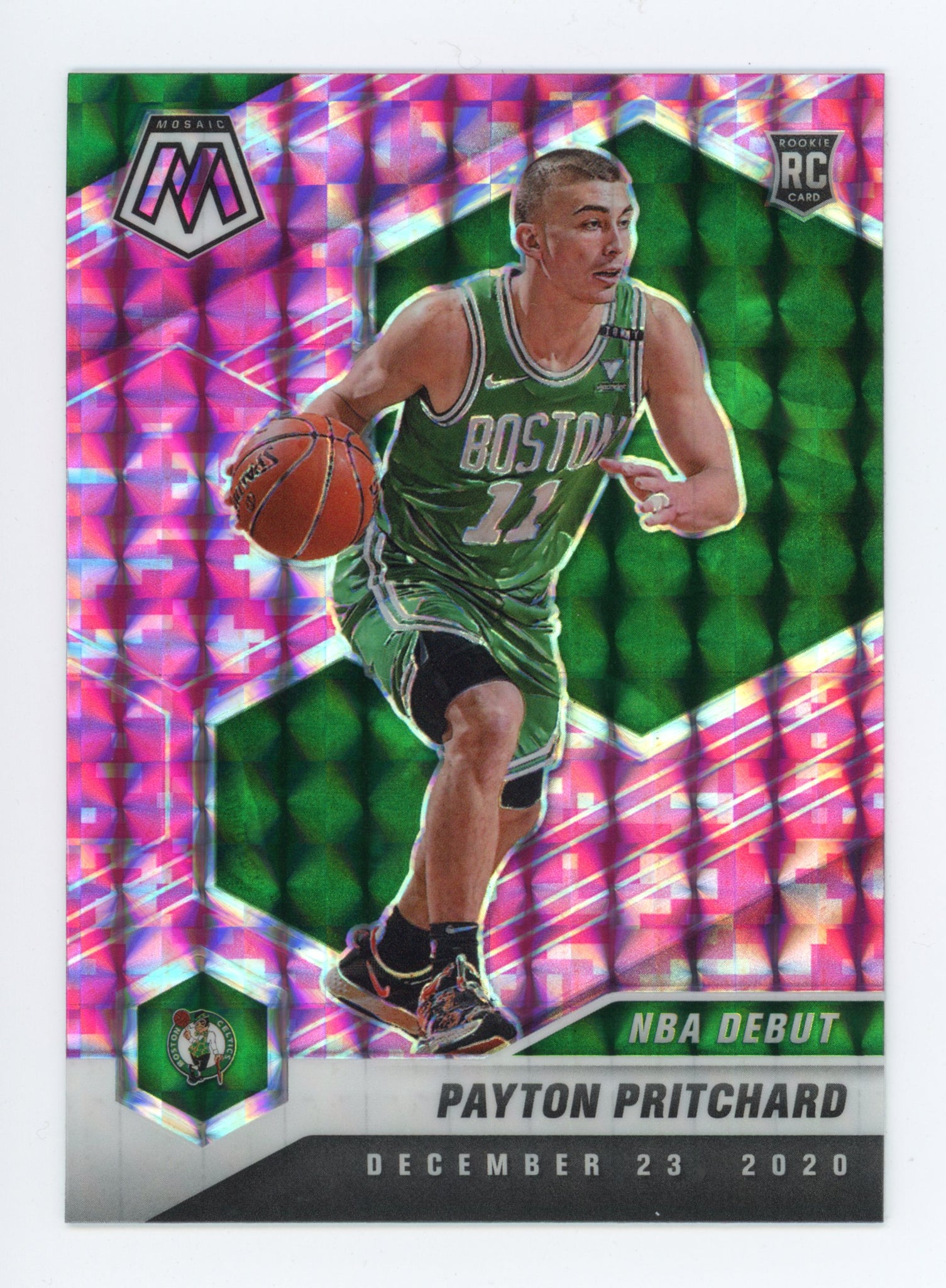 2020-2021 Payton Pritchard Pink Rookie NBA Debut Mosaic Panini Boston Celtics # 269