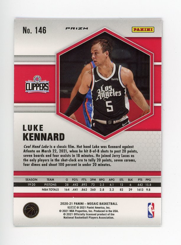 2020-2021 Luke Kennard Pink Prizm Mosaic Panini Los Angeles Clippers # 146
