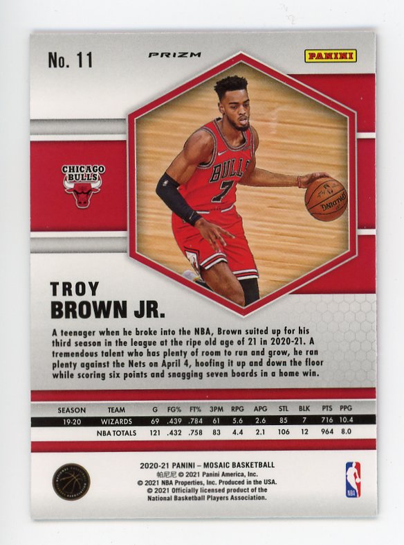2020-2021 Troy Brown JR Pink Prizm Mosaic Panini Chicago Bulls # 11