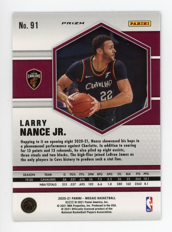 2020-2021 Larry Nance JR Pink Prizm Mosaic Panini Cleveland Cavaliers # 91