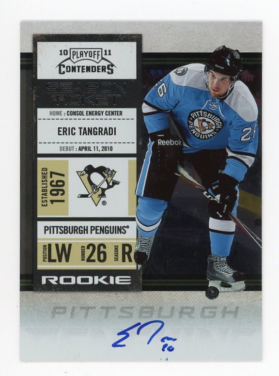 2010-2011 Eric Tangradi Rookie Auto Season Ticket Panini Pittsburgh Penguins # 157