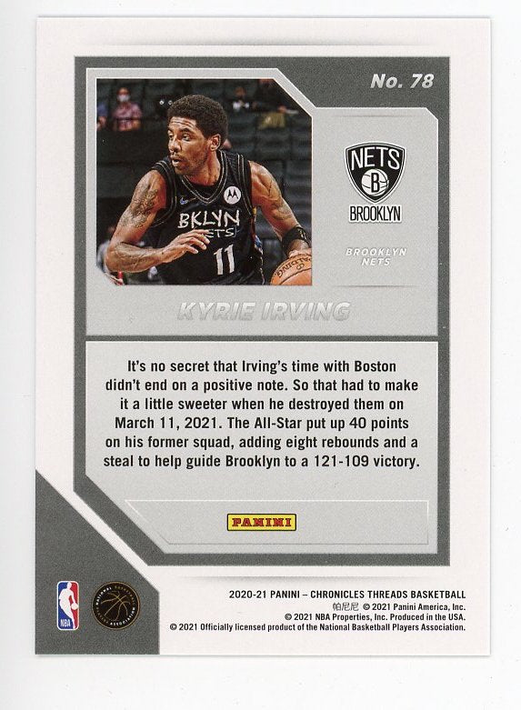 2020-2021 Kyrie Irving Rookie Pink Foil Panini Threads Brooklyn Nets # 78