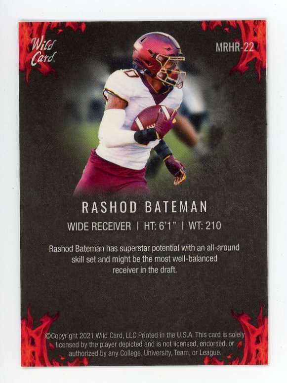 2020-2021 Rashod Bateman Wild Card Rookie Heat Matte Baltimore Ravens # MRHR-22