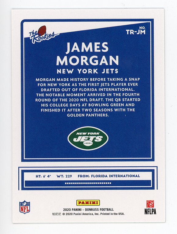 2020 James Morgan The Rookies Donruss Panini New York Jets # TR-JM