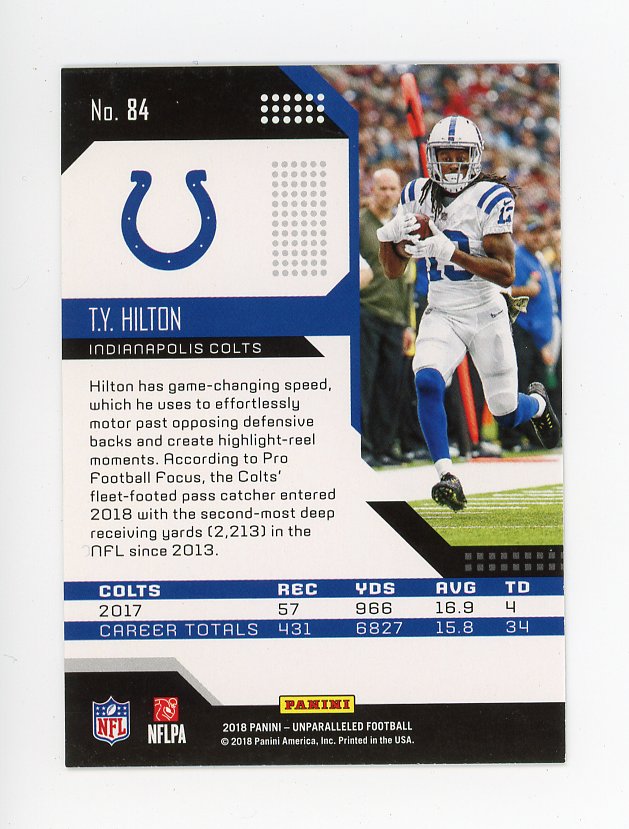 2018 T.Y. Hilton Unparalleled Panini Indianapolis Colts # 84