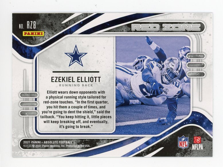 2021 Ezekiel Elliott Red Zone Absolute Panini Dallas Cowboys # RZ8