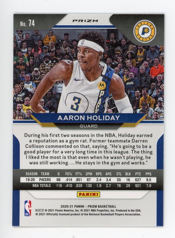 2020-2021 Aaron Holiday Red, White And Blue Prizm Panini Indiana Pacers # 74