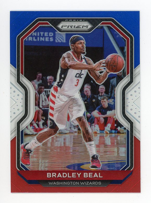 2020-2021 Bradley Beal Red, White And Blue Prizm Panini Washington Wizards # 230