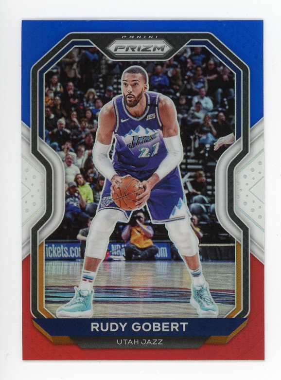 2020-2021 Rudy Gobert Red, White And Blue Prizm Panini Utah Jazz # 53