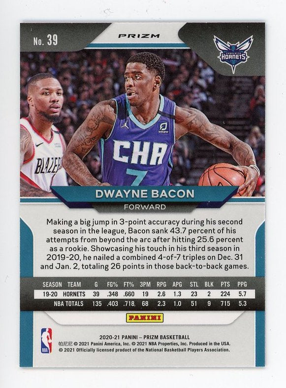 2020-2021 Dwayne Bacon Red, White And Blue Prizm Panini Charlotte Hornets # 39