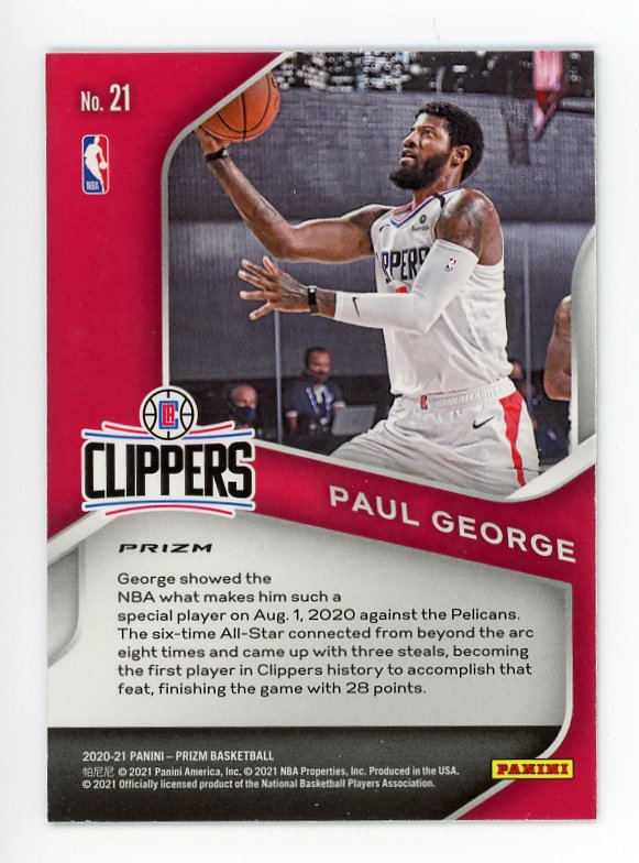 2020-2021 Paul George Hyper Prizm Panini Los Angeles Clippers # 21