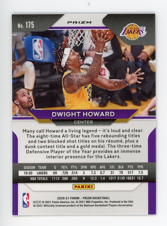 2020-2021 Dwight Howard Silver Prizm Panini Los Angeles Lakers # 175