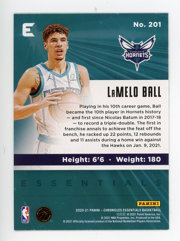 2020-2021 Lamelo Ball Chronicles Rookie Panini Charlotte Hornets # 201