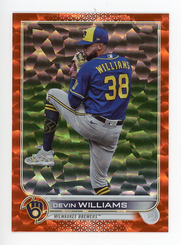 2021-2022 Devin Williams Orange Ice #d /299 Topps Milwaukee Brewers # 26