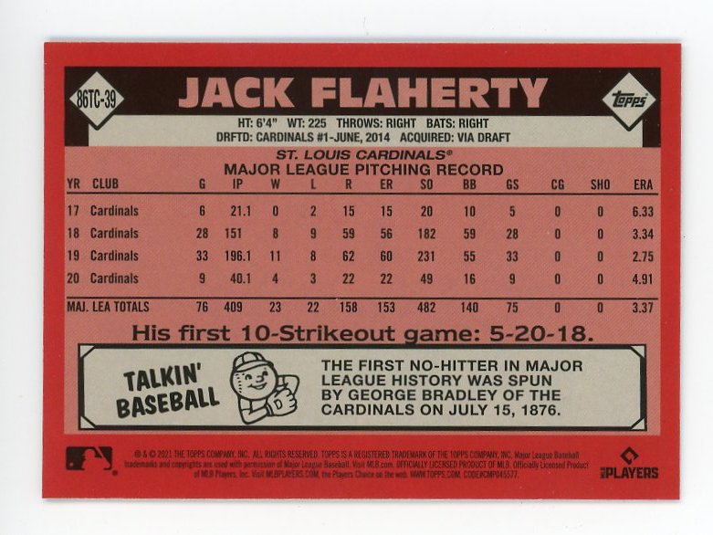 2021 Jack Flaherty Rookie Chrome Mojo Topps St.Louis Cardinals # 86TC-39