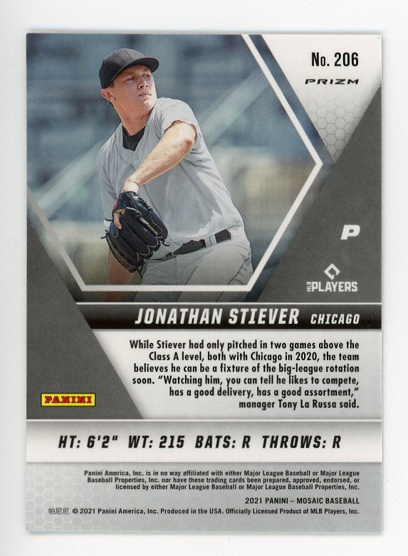 2021 Jonathan Stiever Rookie Prizm Mosaic Panini Chicago White Sox  #206