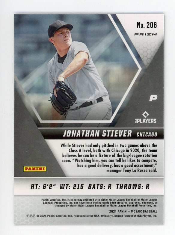 2021 Jonathan Stiever Rookie Green Prizm Mosaic Panini Chicago White Sox #206