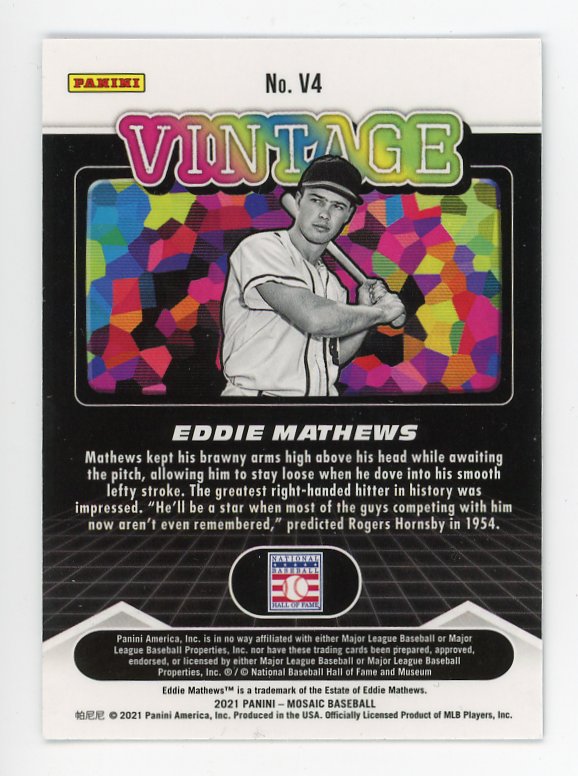 2021 Eddie Mathews Vintage Mosaic Panini Milwaukee Brewers # V4