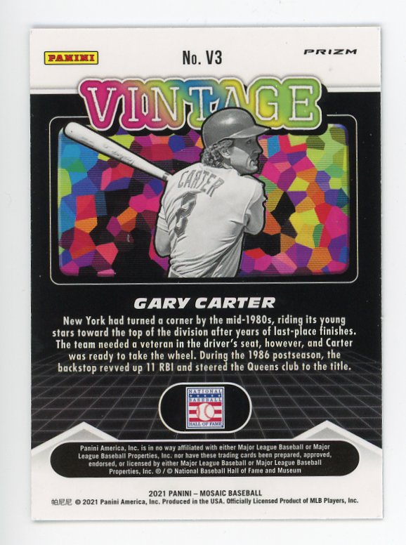 2021 Cary Carter Vintage Green Prizm Mosaic Panini New York Mets # V3