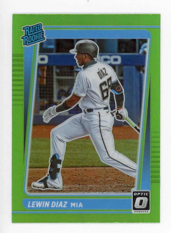 2021 Lewin Diaz Rated Rookie Lime Green Prizm Panini Miami Marlins # 98