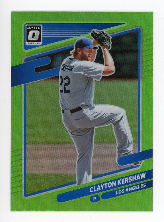 2021 Clayton Kershaw Lime Green Prizm Panini Los Angeles Dodgers # 130