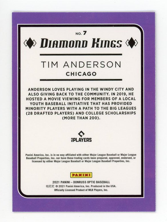 2021 Tim Anderson Diamond Kings Optic Panini Chicago White Sox # 7