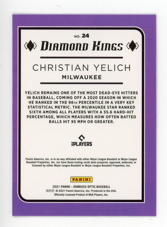 2021 Christian Yelich Diamond Kings Optic Panini Milwaukee Brewers # 24