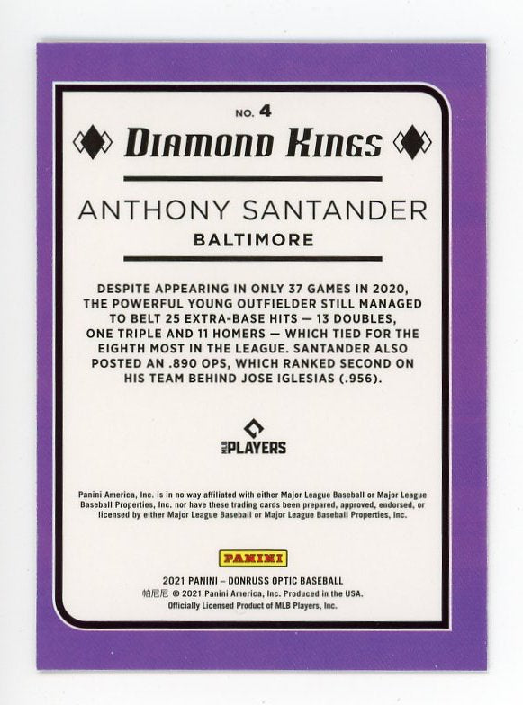2021 Anthony Santander Diamond Kings Optic Panini Baltimore Orioles # 4