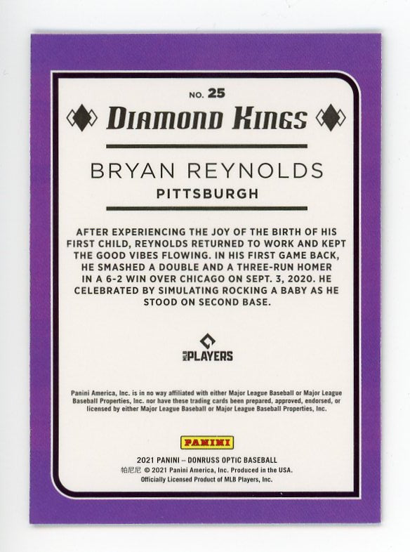 2021 Bryan Reynolds Diamond Kings Optic Panini Pittsburgh Pirates # 25
