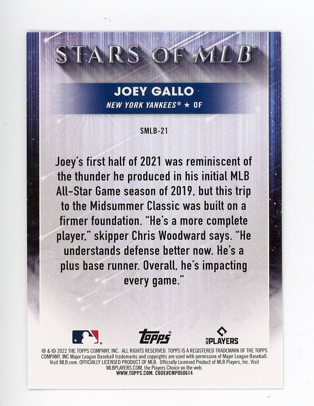 2022 Joey Gallo Stars Of MLB Topps New York Yankees # SMLB-21