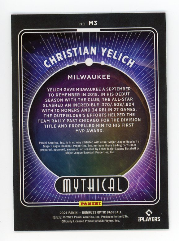2021 Christian Yelich Mythical Optic Panini Milwaukee Brewers # M3