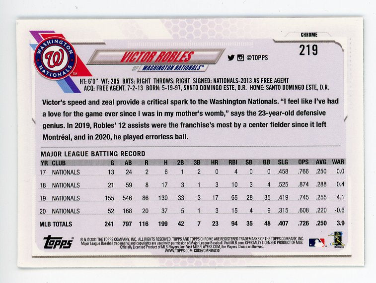 2021 Victor Robles Base X-Fractor Topps Washington Nationals # 219