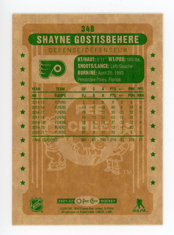 2021-2022 Shayne Gostisbehere Retro Parallel OPC Philadelphia Flyers # 348