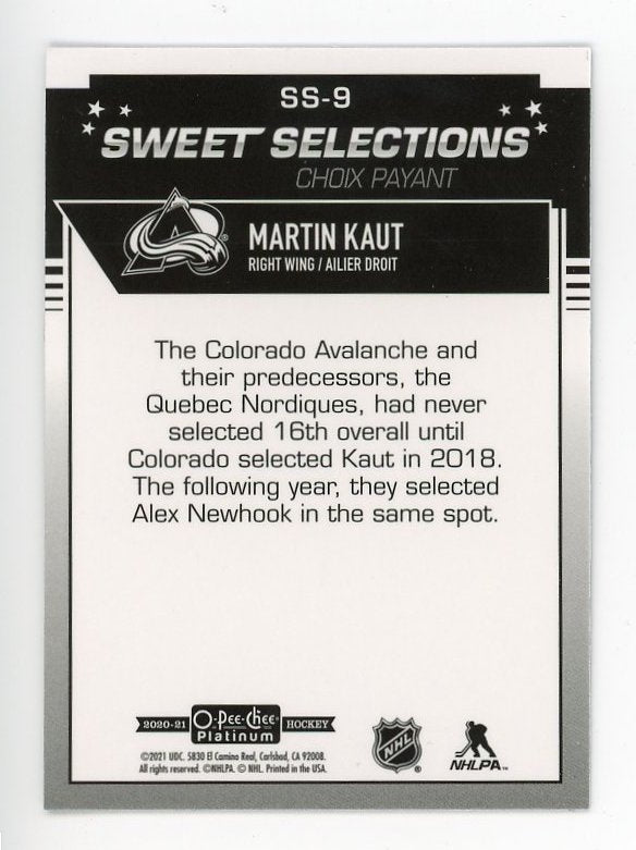 2021 Martin Kaut Sweet Selections OPC Colorado Avalanche # SS-9