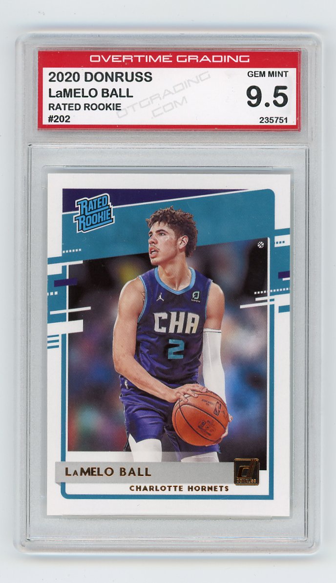 2020 Lamelo Ball Rated Rookie Overtime Grading 9.5 Donruss Charlotte Hornets # 202
