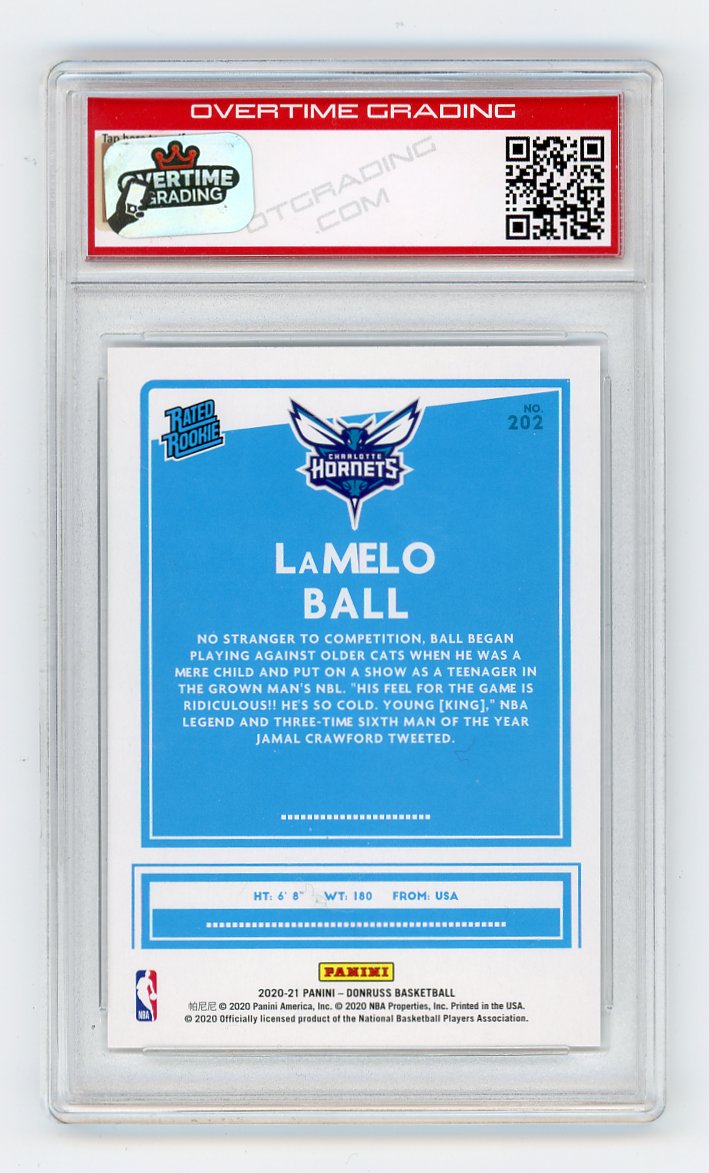 2020 Lamelo Ball Rated Rookie Overtime Grading 9.5 Donruss Charlotte Hornets # 202